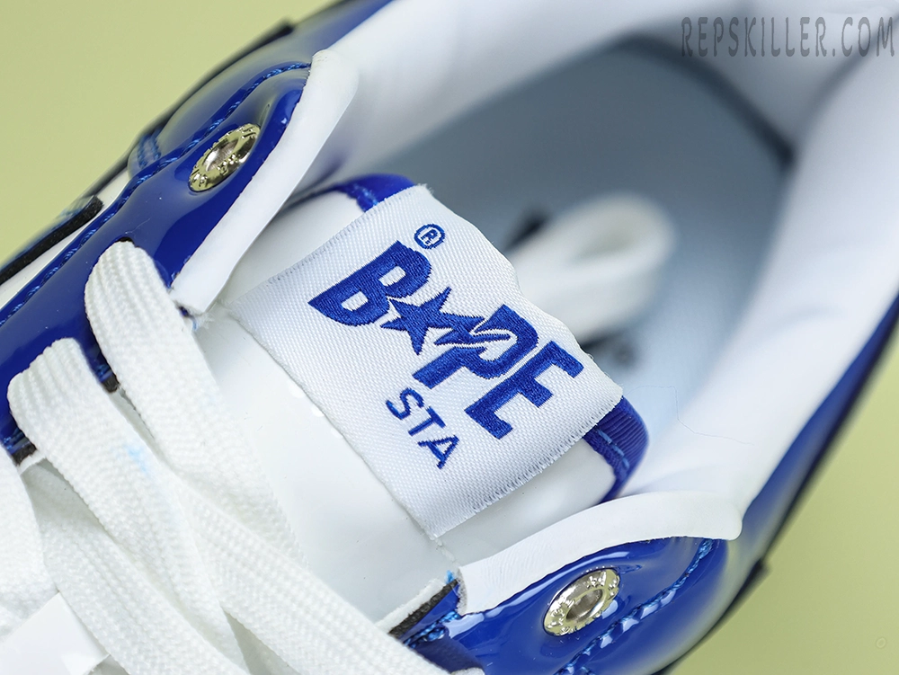 A BATHING APE STA Patent Leather White Blue10
