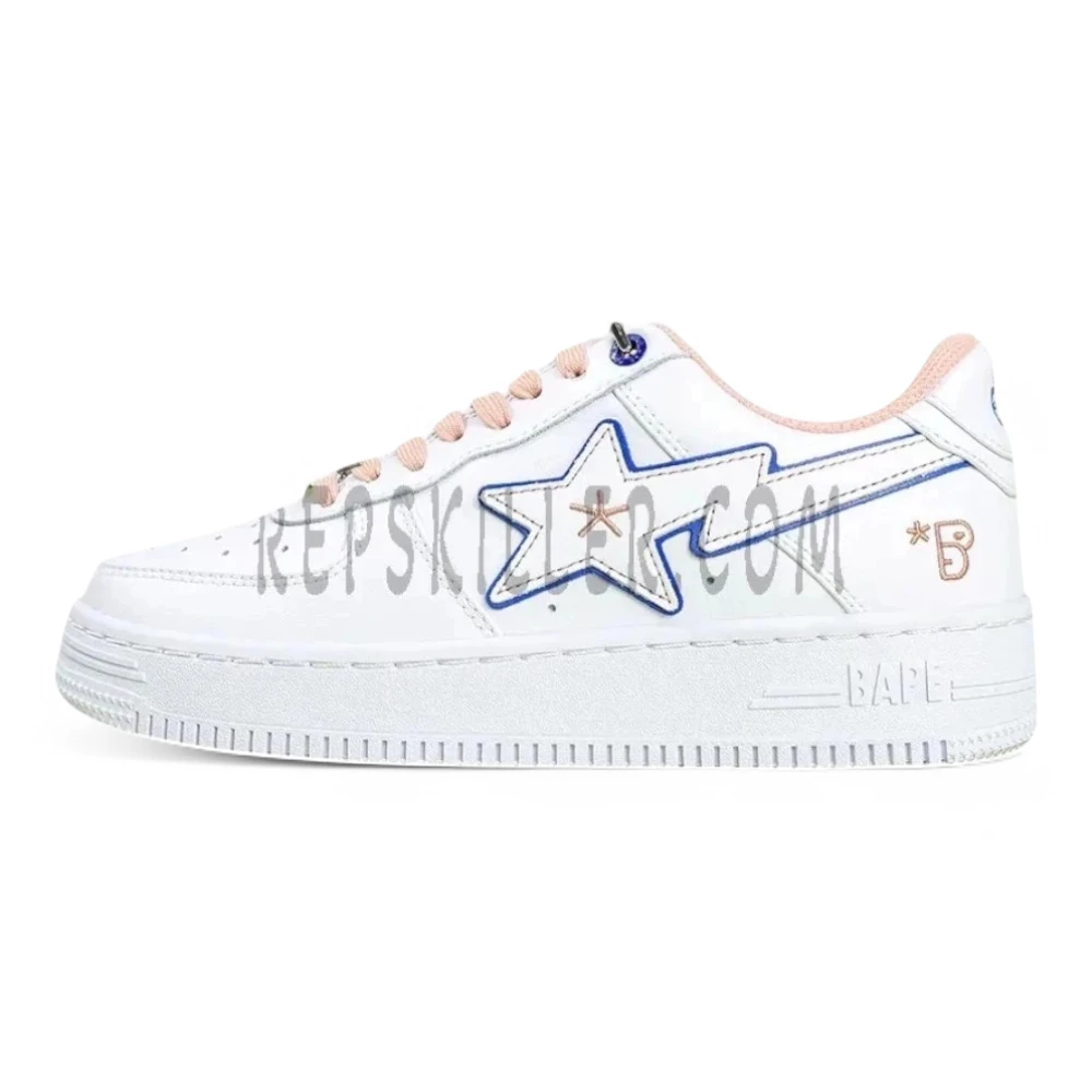 BAPESTA WHite Leather Blue Edge