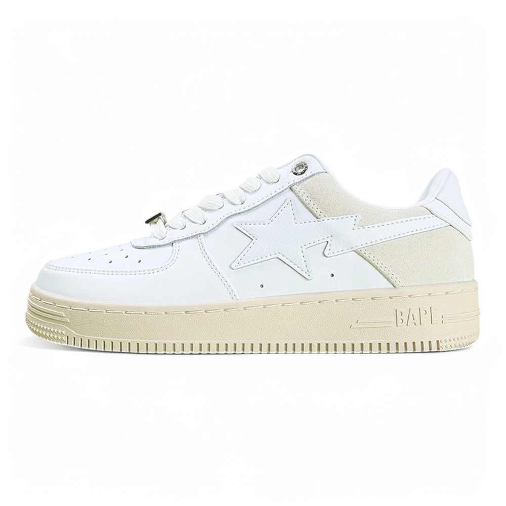 A Bathing Ape Bape Sta Low Suede Heel White