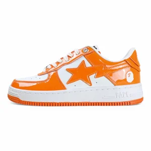 A Bathing Ape BapeSta Patent Leather Orange White