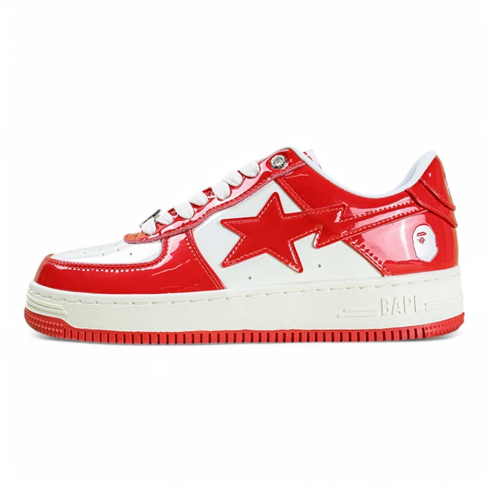 A Bathing Ape BapeSta Patent Leather Red White