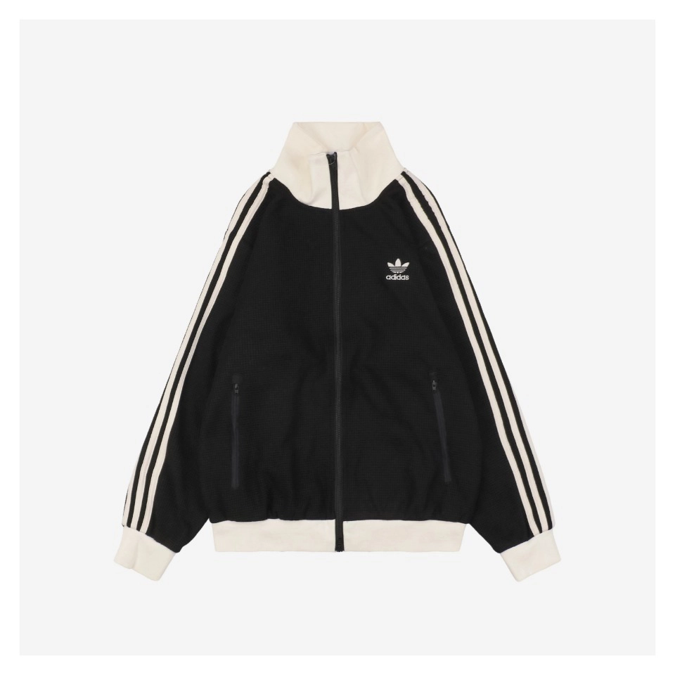 Adidas Trefoil Waffle Textured Jacket Black