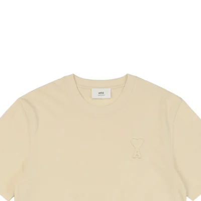 Ami Heart Logo Embossed Short-Sleeve T-Shirt Beige1.jpeg
