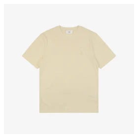 Ami Heart Logo Embossed Short-Sleeve T-Shirt Beige