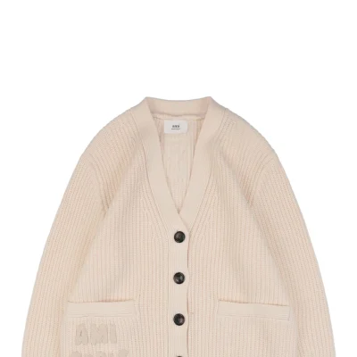 Ami Wool Cardigan with Red-Hem Heart Letter Logo3.jpeg