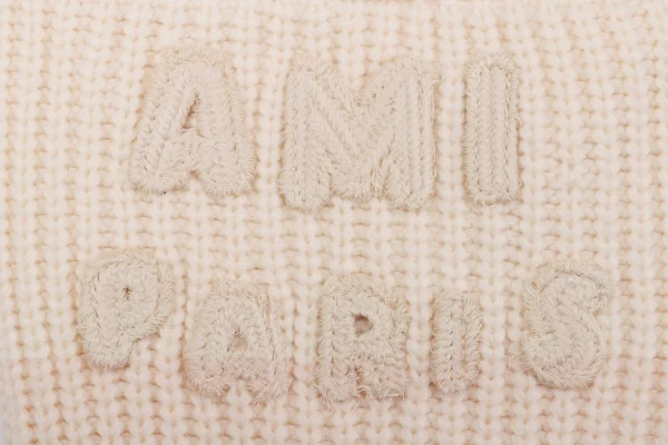 Ami Wool Cardigan with Red-Hem Heart Letter Logo5.jpeg