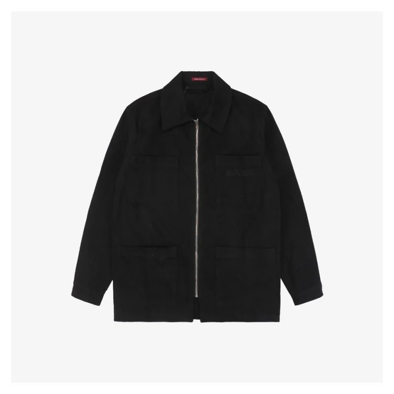 Back G Letter Heat-Applied Diamond Embellishment Cargo Jacket