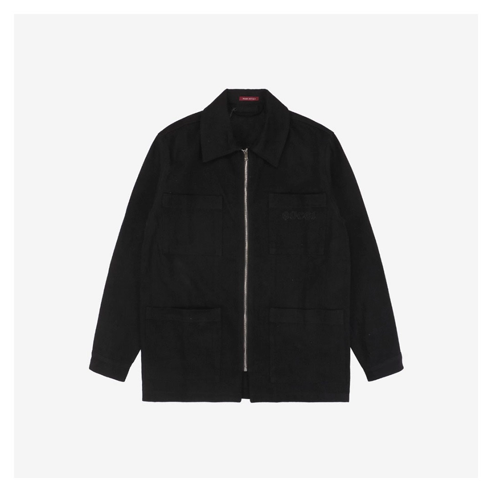 Back G Letter Heat-Applied Diamond Embellishment Cargo Jacket