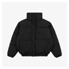 Essentials Double-Stitch Stand Collar Puffer Jacket Black