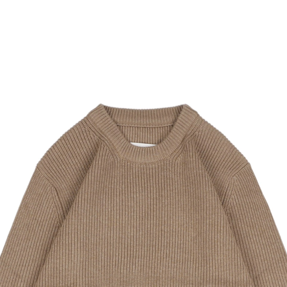 Maison Margiela Back Four-Stitch Detail Plain Crew Neck Sweater Khaki1.jpeg