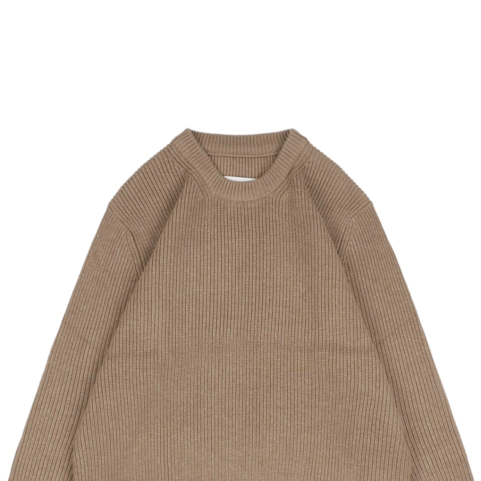 Maison Margiela Back Four-Stitch Detail Plain Crew Neck Sweater Khaki3.jpeg