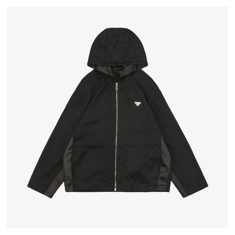 PD Triangle Logo Patchwork Zip-Up Hooded Jacket