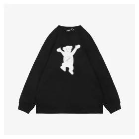 We11done Raised Hands Bear Print Shirt Black