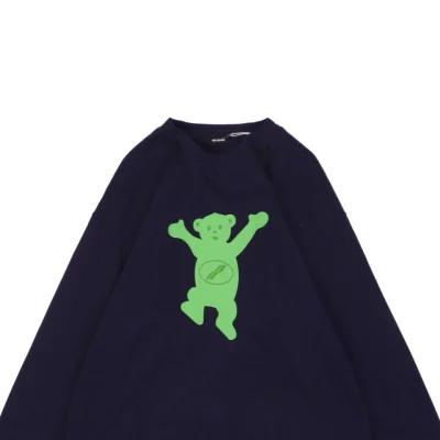 We11done Raised Hands Bear Print Long-Sleeve Shirt Navy1.jpeg