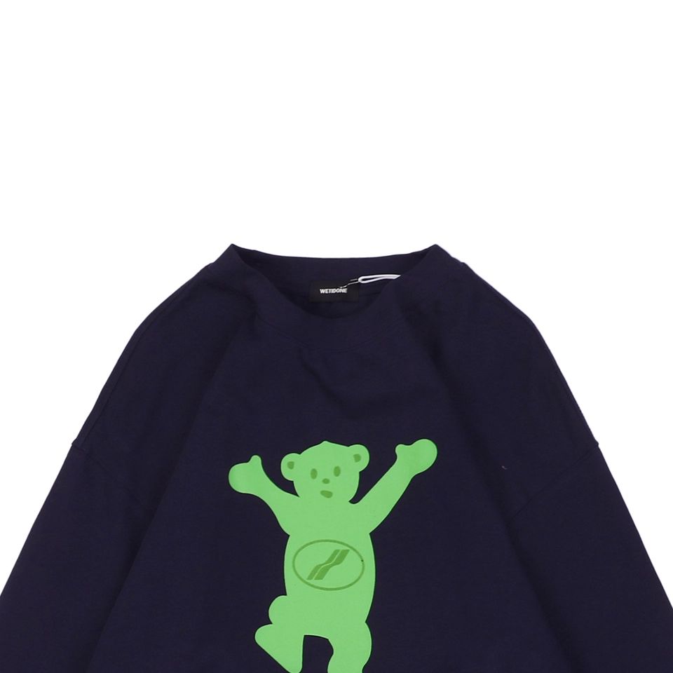 We11done Raised Hands Bear Print Long-Sleeve Shirt Navy2.jpeg