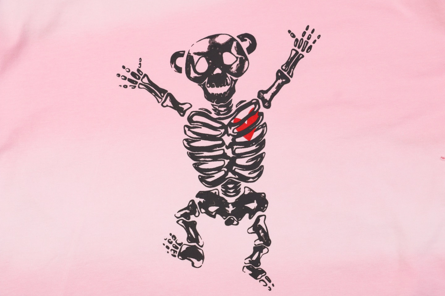 We11done Skeleton Raised Hands Bear Print Long-Sleeve Shirt Pink6.jpeg