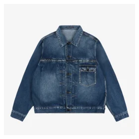 Y-3 Indigo Zip-Up Denim Jacket by Yohji Yamamoto