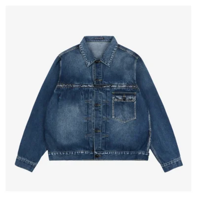 Y-3 Indigo Zip-Up Denim Jacket by Yohji Yamamoto