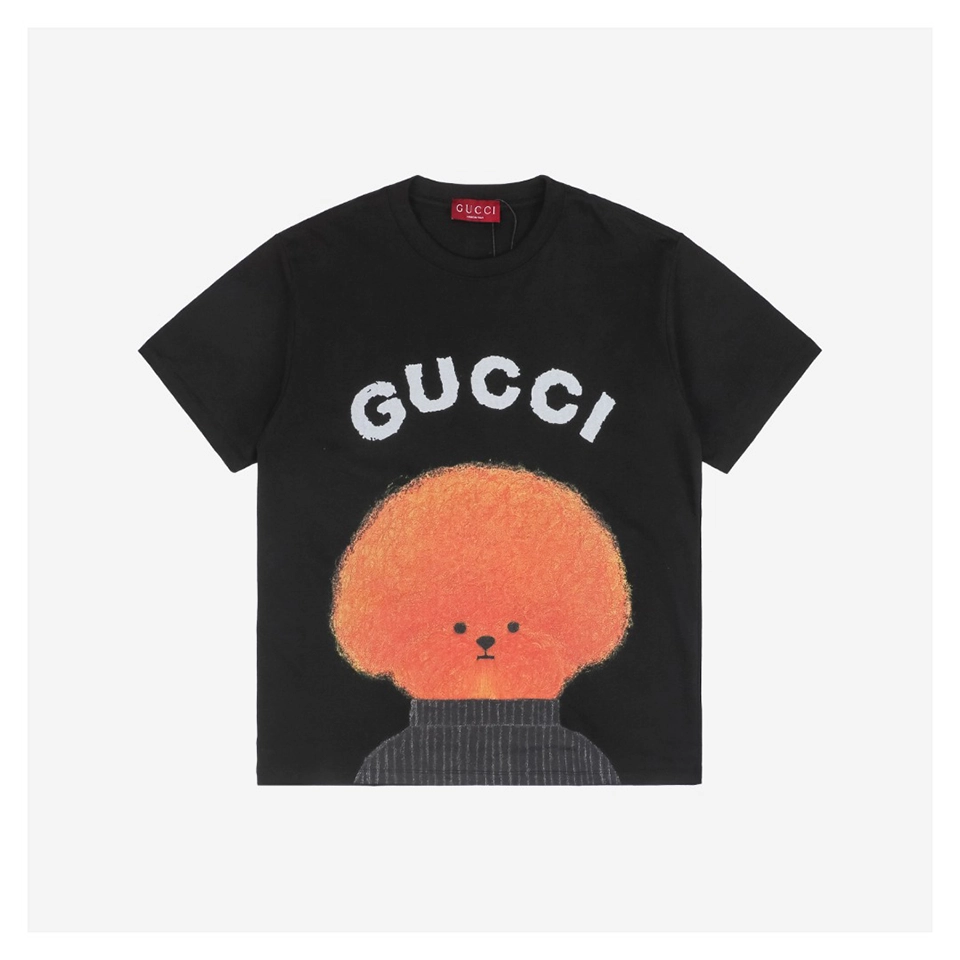 Afro Dog Graphic Print Short-Sleeve T-Shirt Black