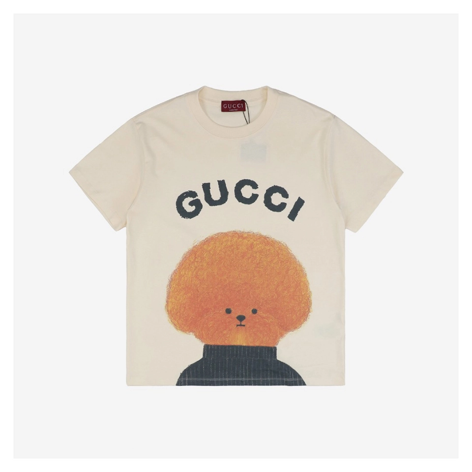 Afro Dog Graphic Print Short-Sleeve T-Shirt White