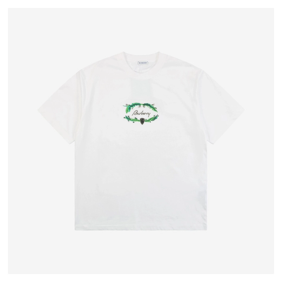 BBrry B-Letter Green Ring Embroidered Short-Sleeve T-Shirt White