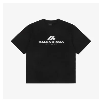Balenciaga IB Reflective Silver Foil Print Short-Sleeve T-Shirt Black