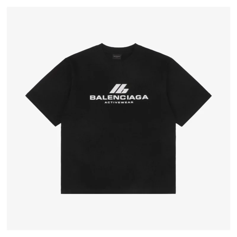 Balenciaga IB Reflective Silver Foil Print Short-Sleeve T-Shirt Black