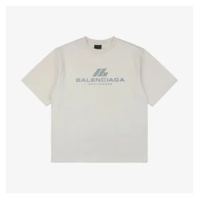 Balenciaga IB Reflective Silver Foil Print Short-Sleeve T-Shirt White