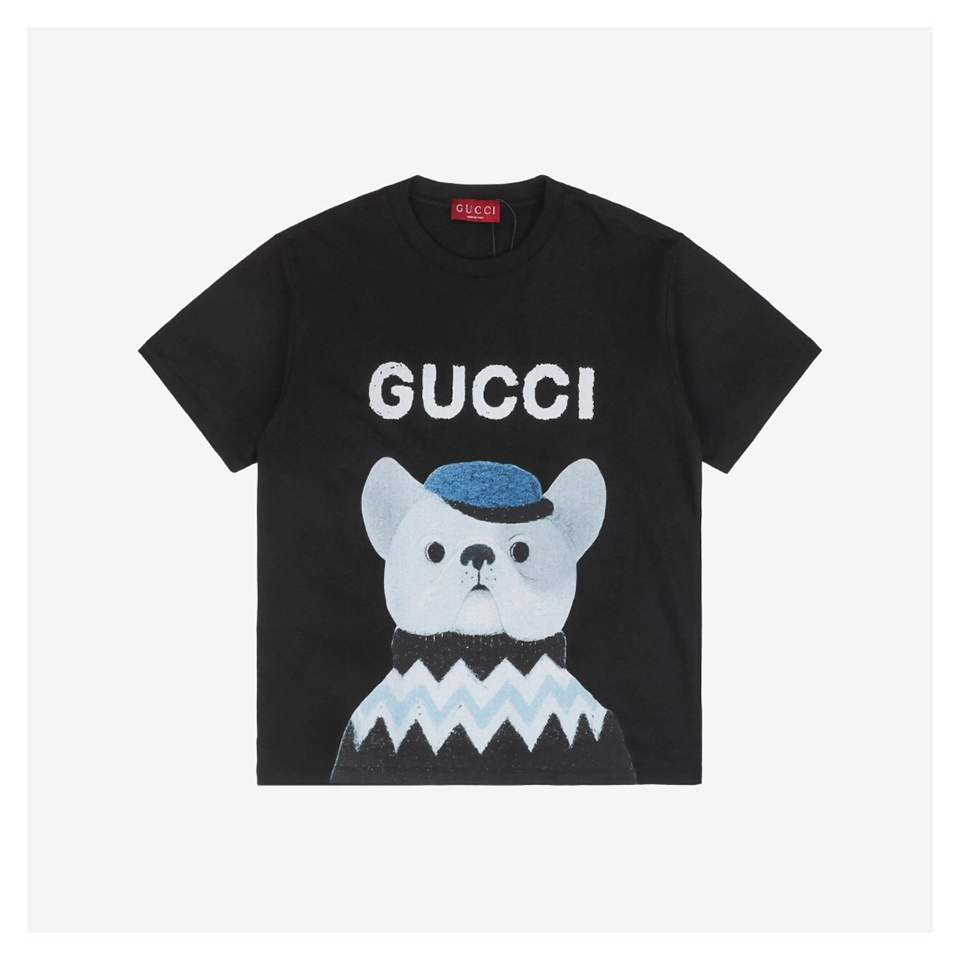 Gentleman Dog Graphic Print Short-Sleeve T-Shirt Black