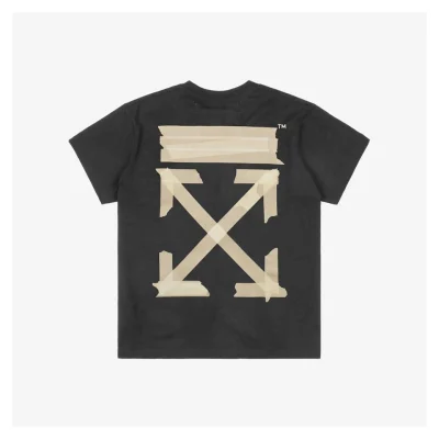 OFF-WHITE CO Virgil Yellow Tape Arrows Print Short-Sleeve T-Shirt