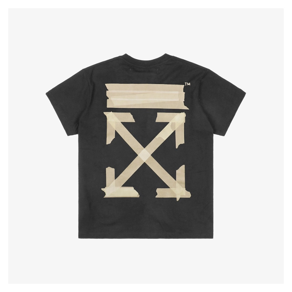 OFF-WHITE CO Virgil Yellow Tape Arrows Print Short-Sleeve T-Shirt
