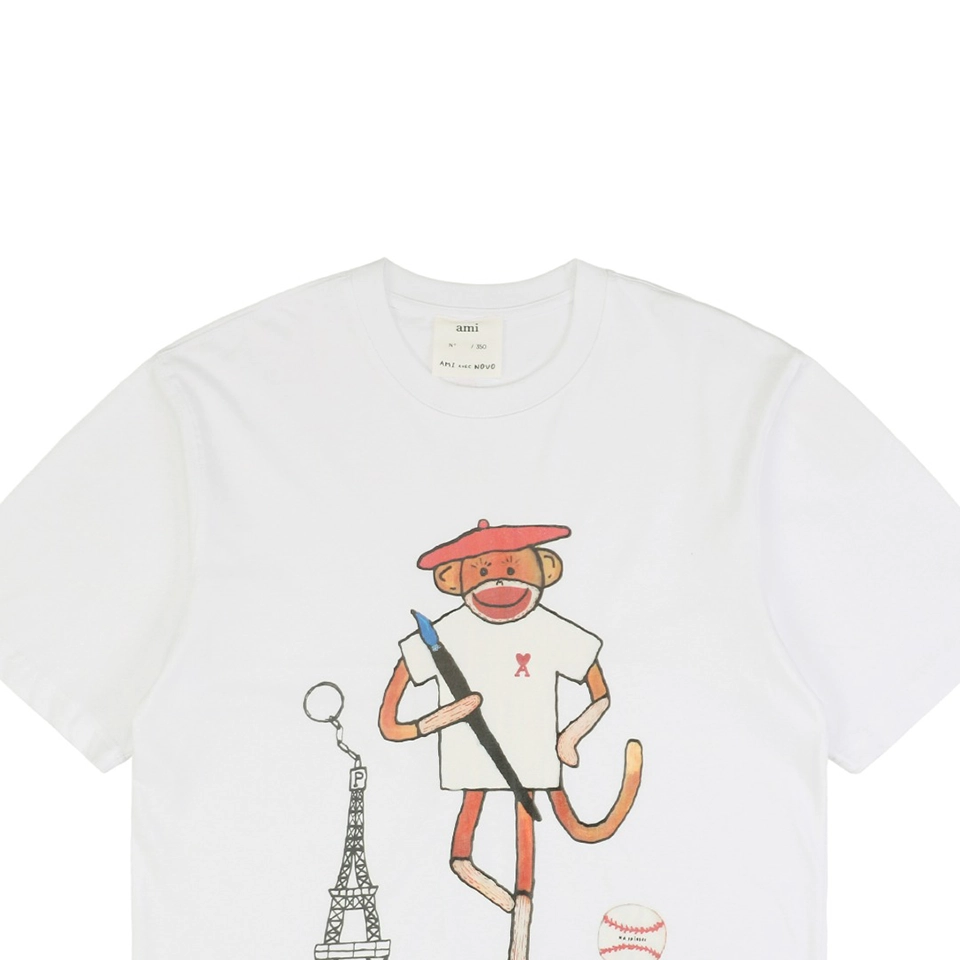 Ami Collaboration Graffiti Eiffel Tower & Monkey Print T-Shirt1.jpeg