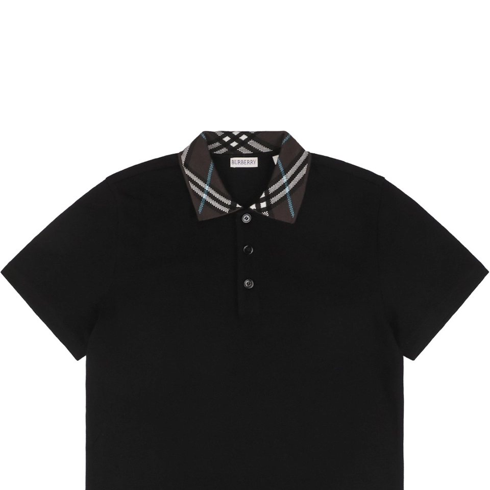 BBry Brown Check Collar Polo T-Shirt-2