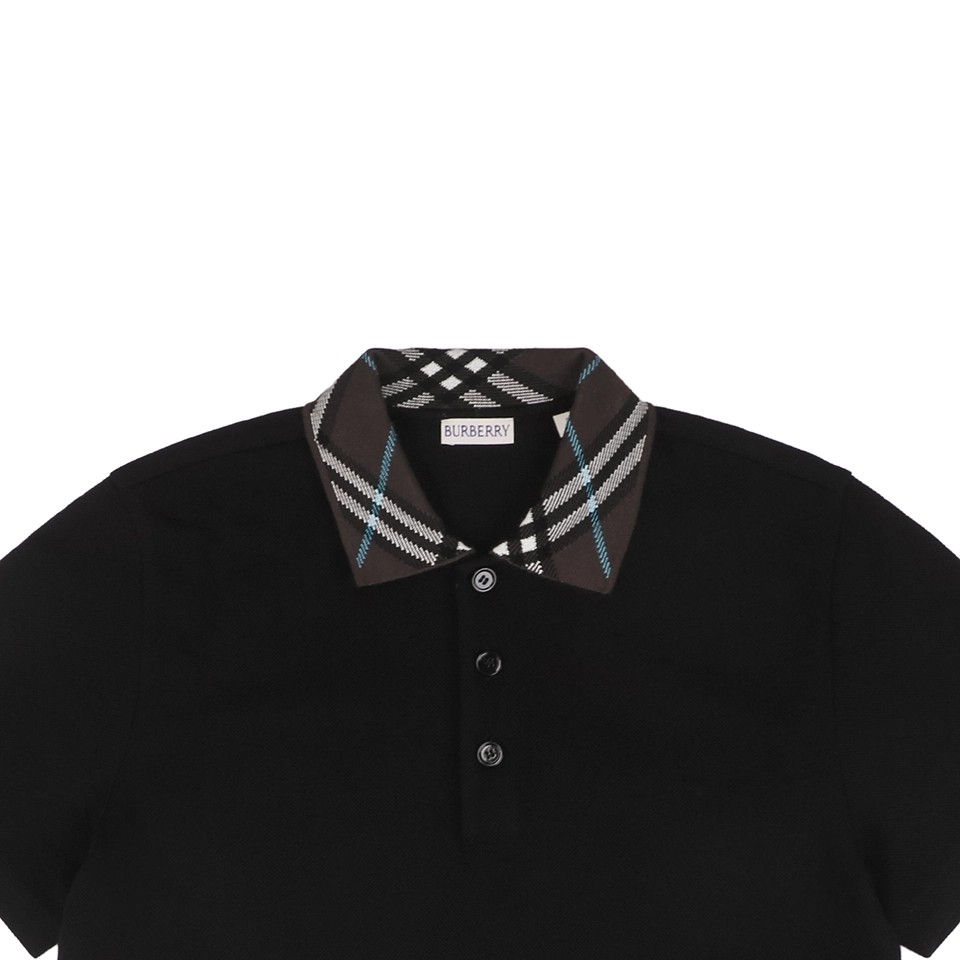 BBry Brown Check Collar Polo T-Shirt-3