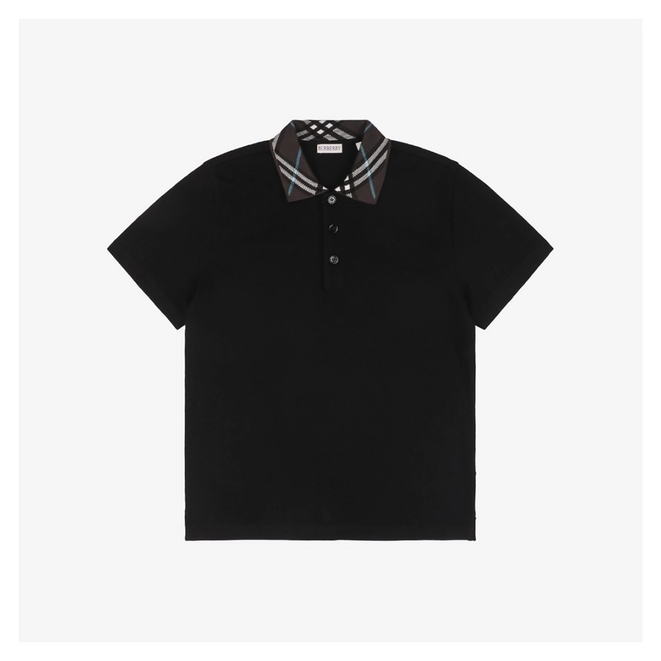 BBry Brown Check Collar Polo T-Shirt