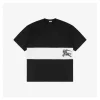 BBry Horizontal Stripe Equestrian Knight Print T-Shirt (Black/Blue)