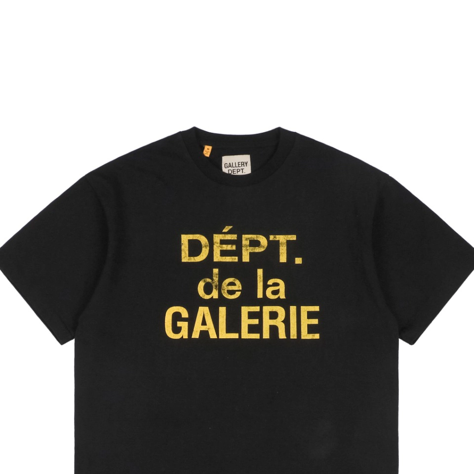 Gallery Dept Distressed Yellow French Letter Print T-Shirt3.jpeg