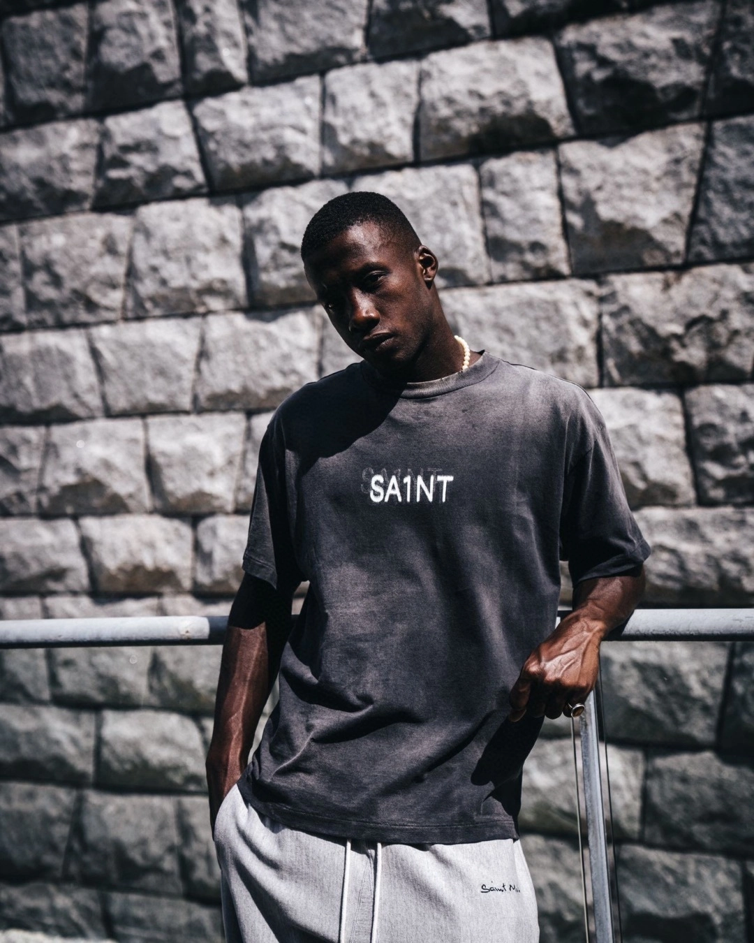 Saint Michael Phantom Saint Letter Print T-Shirt-8