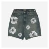 Denim Tears Cotton Flower Print Mud-Dyed Distressed Denim Shorts