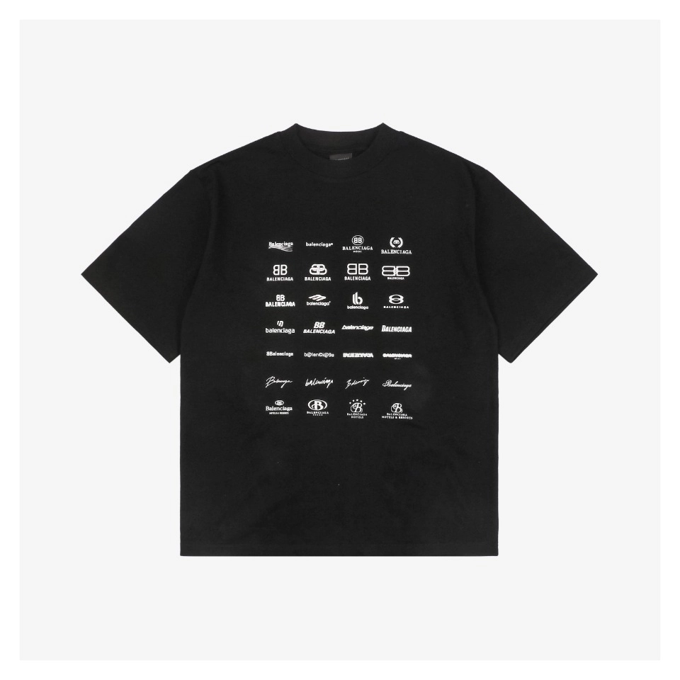 Balenciaga Multi-Logo Paris Print T-Shirt
