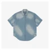 Acne Studios “1996” Slogan Linen-Denim T-Shirt