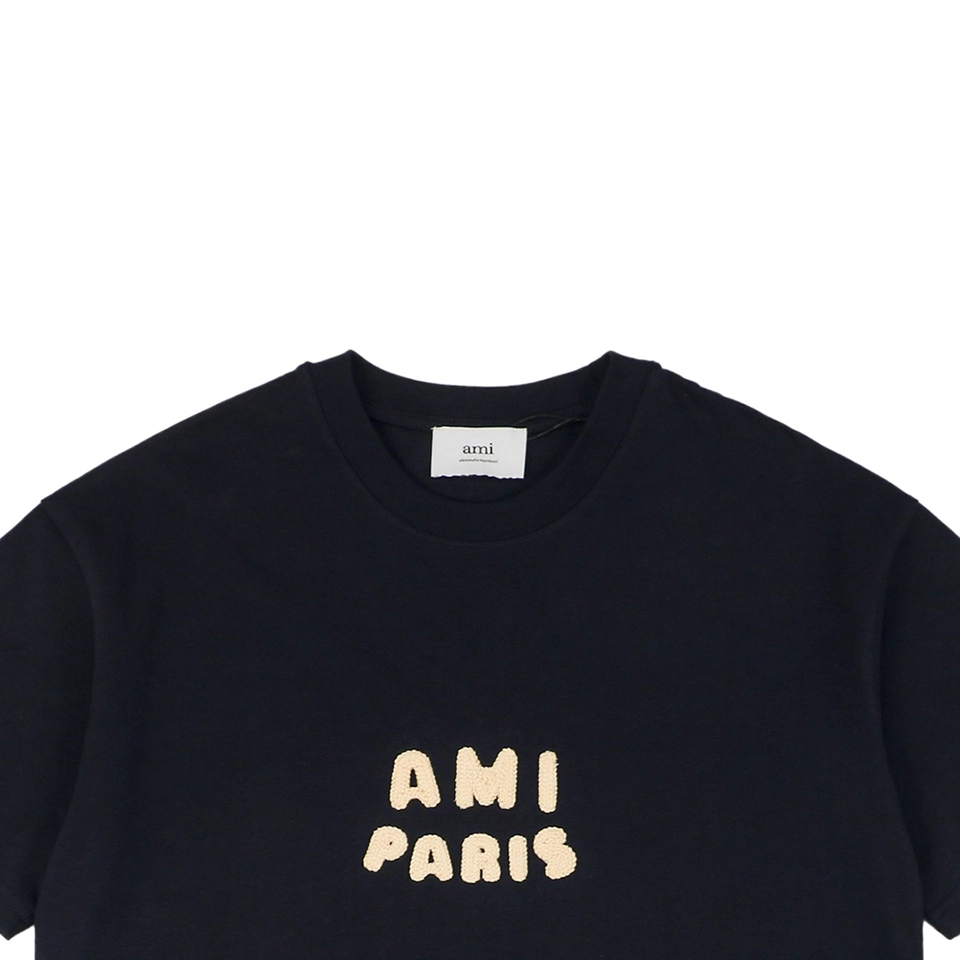 Ami Playful Alphabet Patchwork Embroidery T-Shirt Black