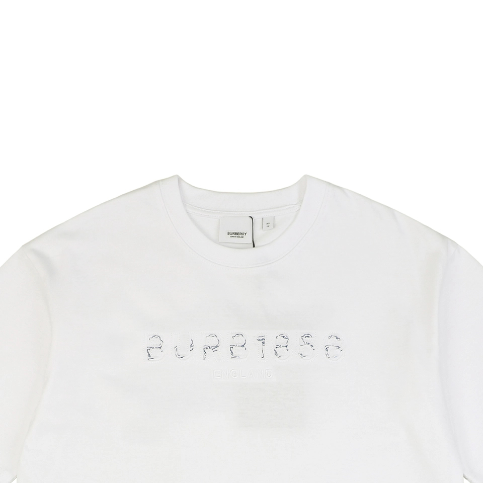 BBry Cutout Letter & Equestrian Appliqué T-Shirt White