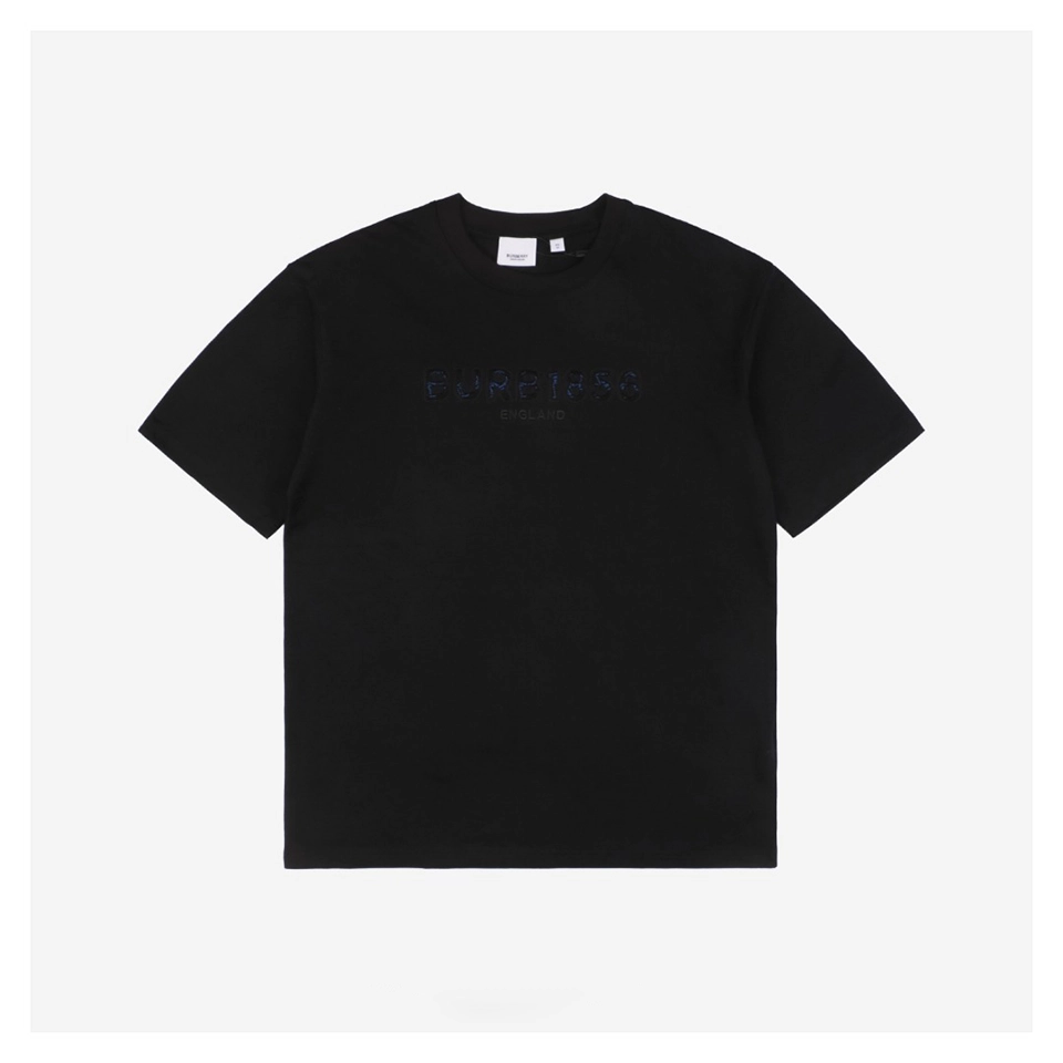BBry Cutout Letter & Equestrian Appliqué T-Shirt Black