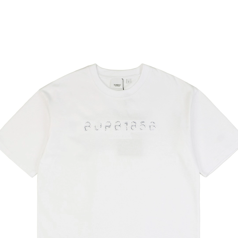 BBry Cutout Letter & Equestrian Appliqué T-Shirt White