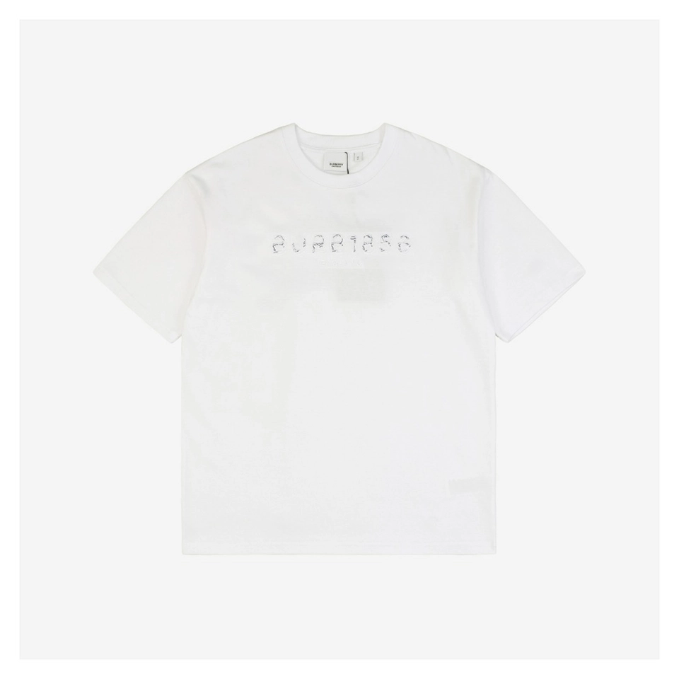 BBry Cutout Letter & Equestrian Appliqué T-Shirt White