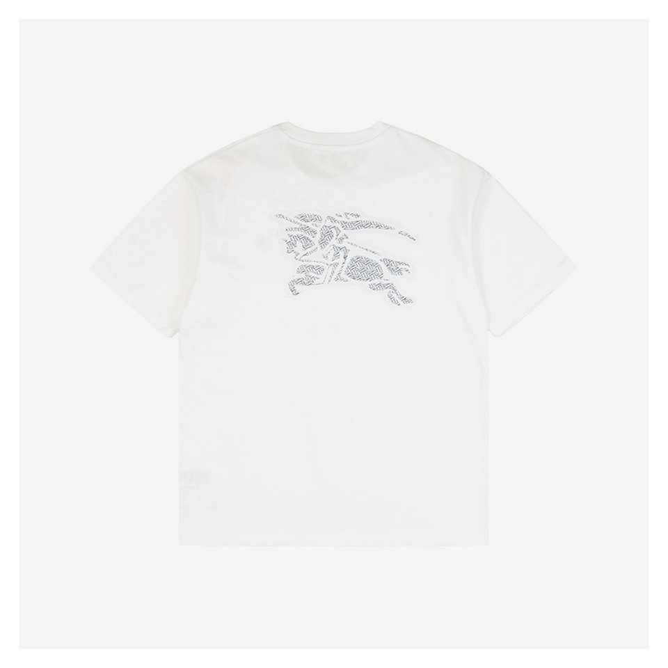 BBry Cutout Letter & Equestrian Appliqué T-Shirt White