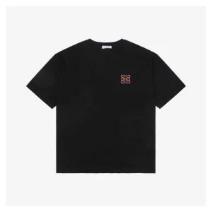 L Three-Color Floral Logo Embroidered T-Shirt