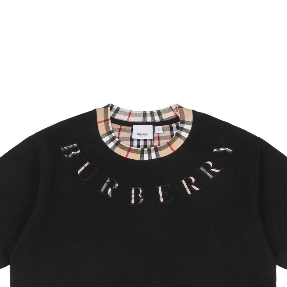 BBry Check Collar Logo Embroidery T-shirt Black