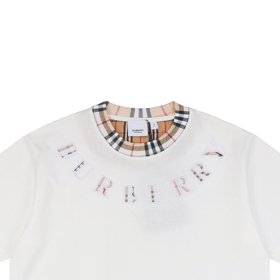 BBry Check Collar Logo Embroidery T-shirt White